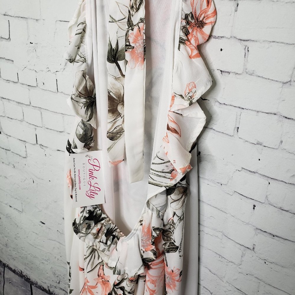 NWT Small Pink Lily Small Peach Love Floral Dress Boutique Wedding Guest Flowers - Picture 4 of 6